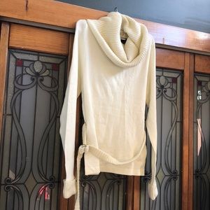 Cowl neck belted sweater!